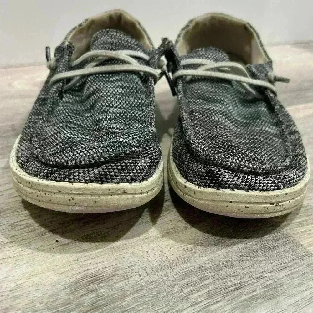 Hey Dude Wendy Sox Dark Grey Canvas Casual Lightweight Slip On Shoes Size 6 - Picture 2 of 9